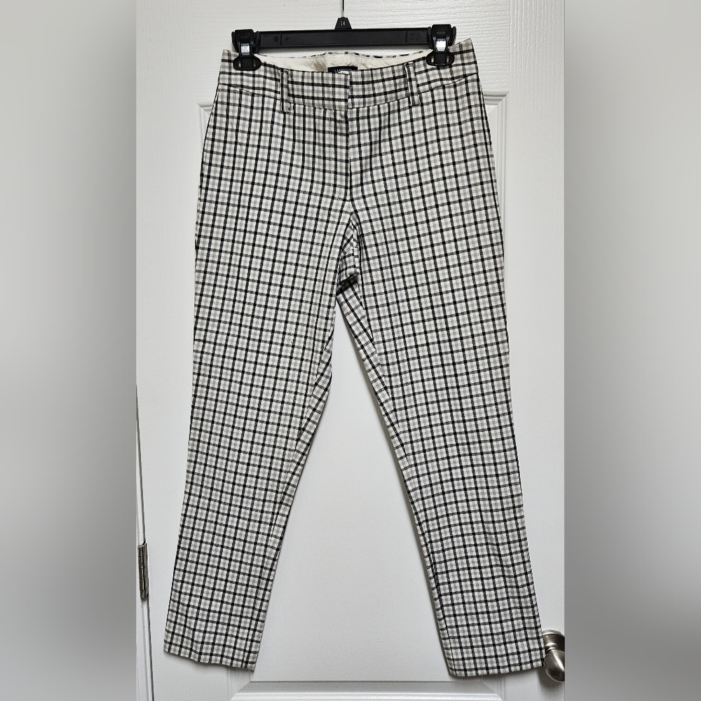 Lands’ End Women’s Plaid Pants Size 12 Fit 2 Slim Leg Black White. - Picture 2 of 4